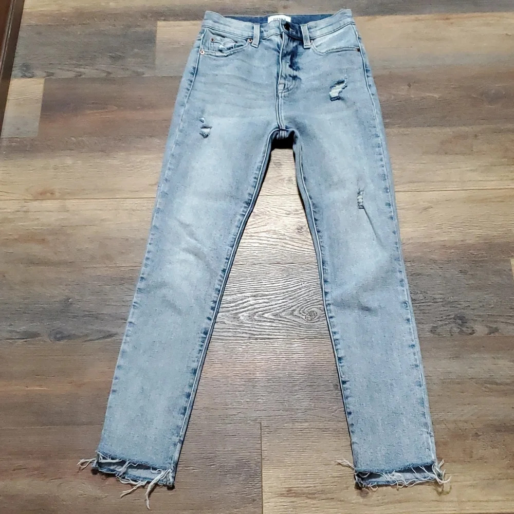 Pistola Cara high waist skinny jeans with distressing and cropped ankle